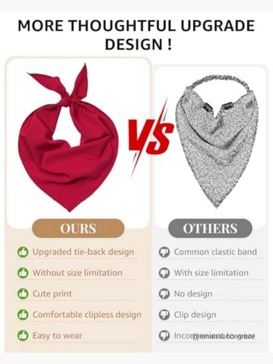 Triangle Head Scarf Hair Bandana, Adjustable Tie-Back Headband for Women main image 5